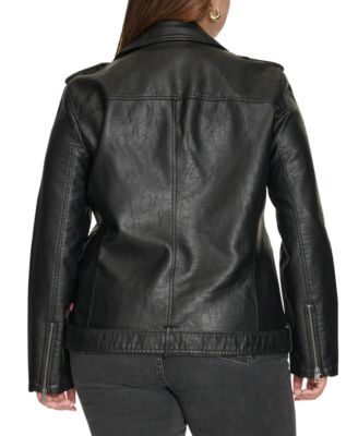 Levi's Plus Size Faux Leather Long Line Belted Moto Jacket