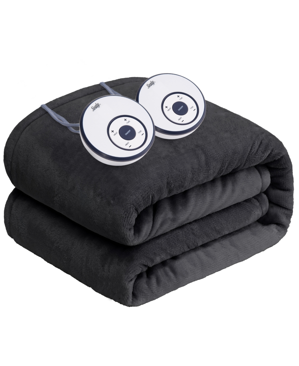 Sealy Heated Flannel Blanket, Queen In Charcoal