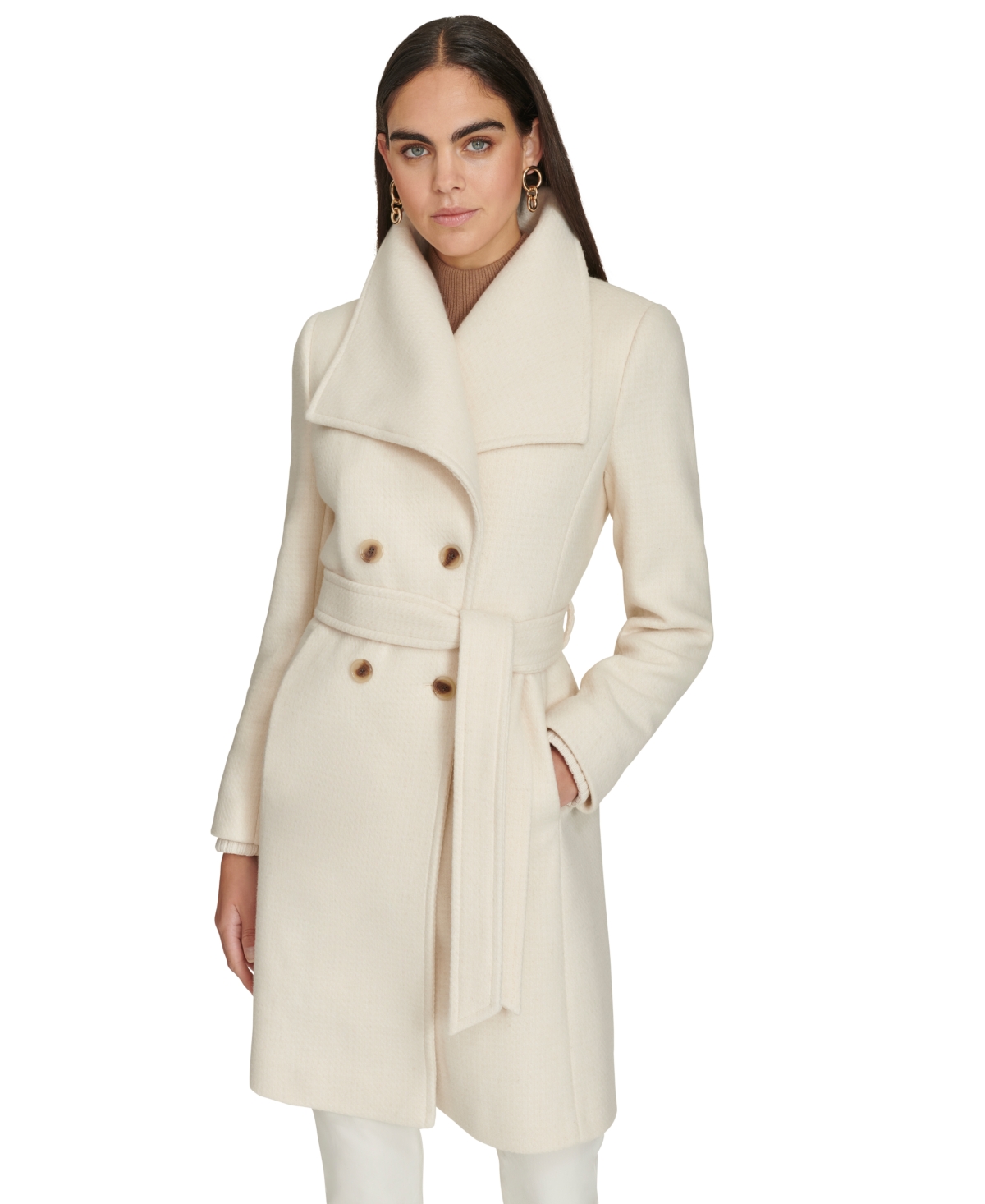 Calvin Klein Women's Double-Breasted Belted Coat