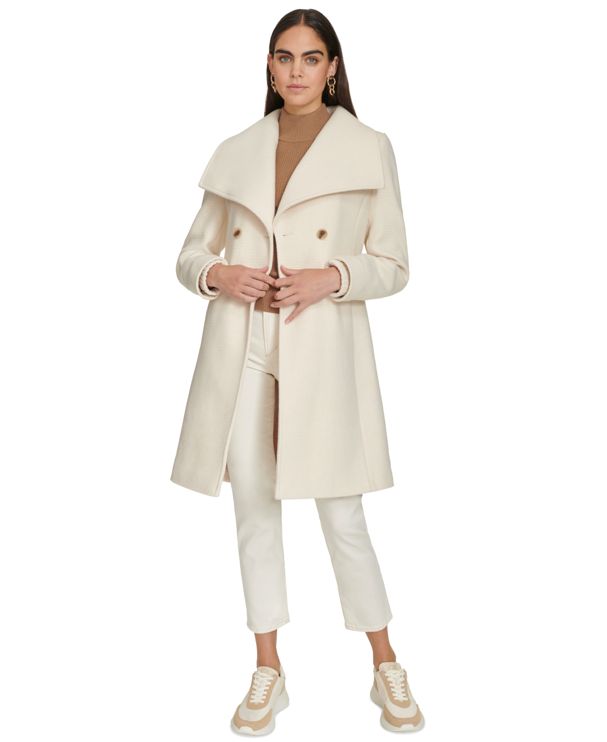 Calvin Klein Women's Double-Breasted Belted Coat