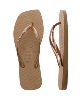 Women's Slim Square Logo Metallic Sandals