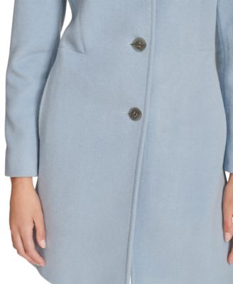 Womens Single-Breasted Wool Blend Coat