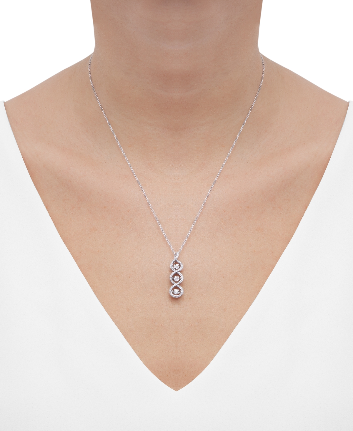 Macy's Diamond Crossover Triple Twist Pendant Necklace (1/3 Ct. T.w.) In 10k White Gold, 16" + 1" Extender In White Gold