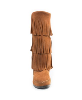 Women's Suede 3-Layer Fringe Boots