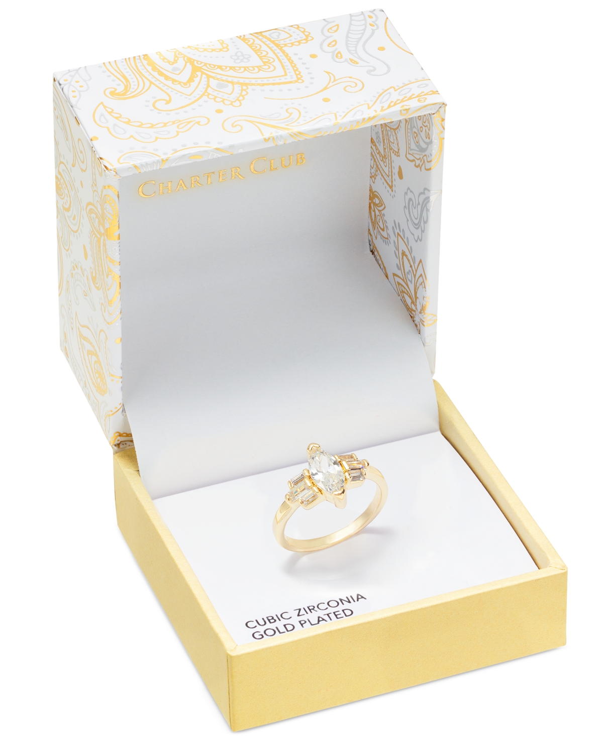 Charter Club Gold-tone Green Stone & Crystal Marquise Cluster Ring, Exclusively At Macy's In Gold