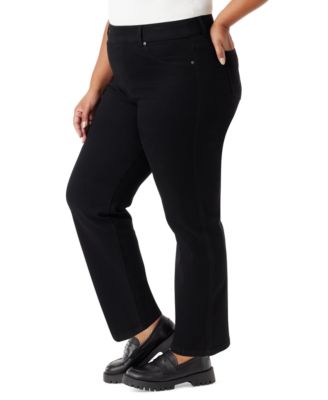 Plus Size Pull-On Straight-Leg Jeans
