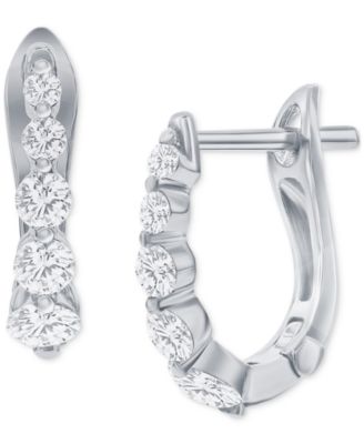 Macy's - Diamond Graduated Oval Huggie Hoop Earrings (1/2 ct. t.w.) in 14k Gold