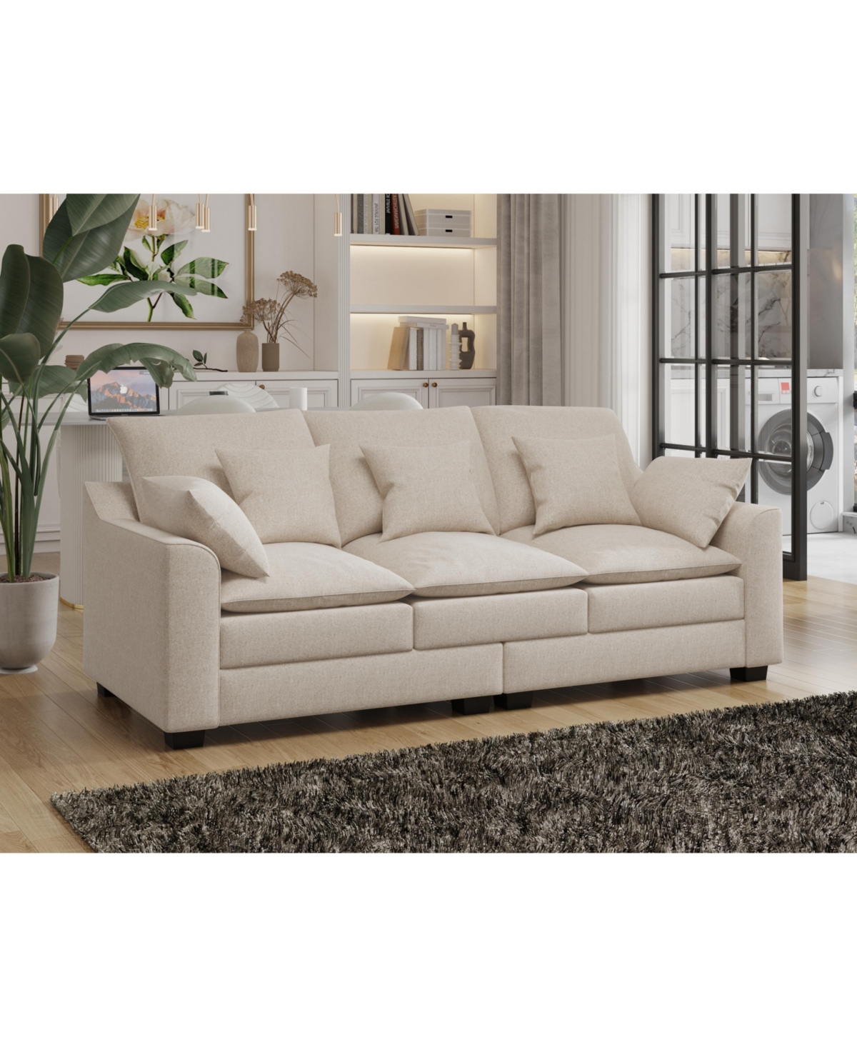 Streamdale Furniture 2 Pieces Sofa Couch 3-Seater and Loveseat with Pillows Polyester Upholstered Duck Down Filled Cushion Sofa Set for Living Room Ap