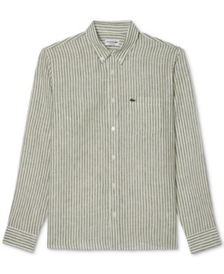 Men's Long Sleeve Striped Button-Down Linen Shirt
