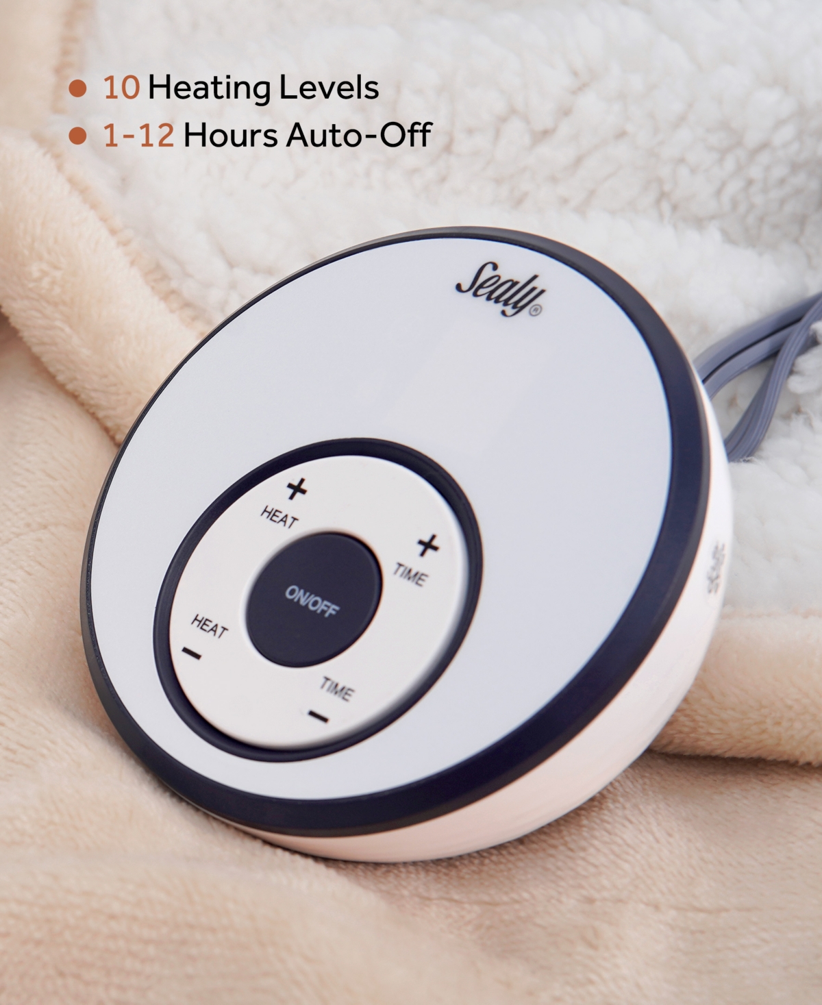 Sealy Heated Flannel And Sherpa Blanket, Queen In Beige