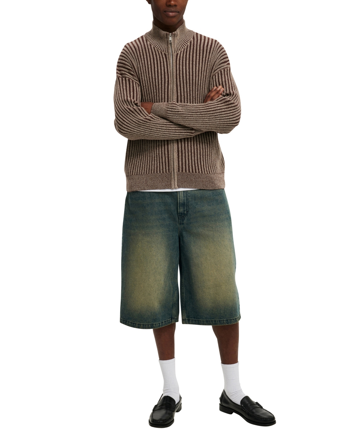 Shop Cotton On Men's Zip Through Knit Sweater In Taupe
