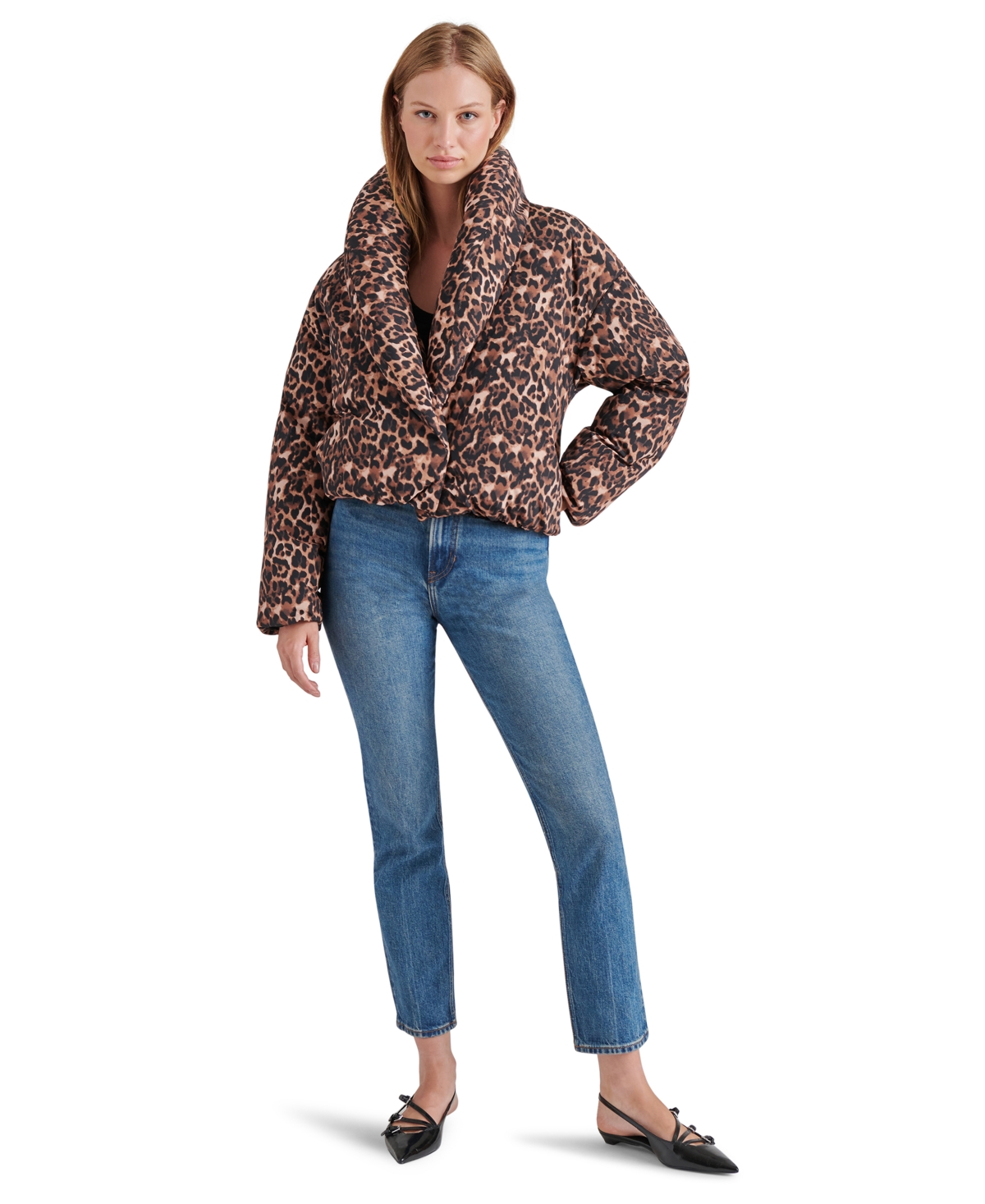 Steve Madden Women's EvyPrint Puffer Jacket - Leopard
