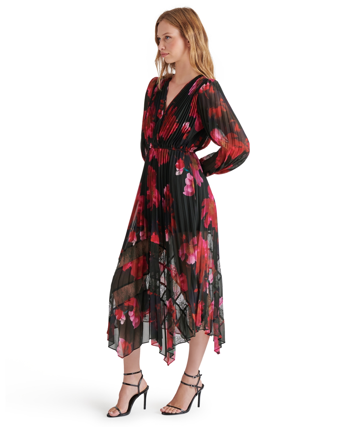 Steve Madden Women's Floral-Print Pleated Midi Dress