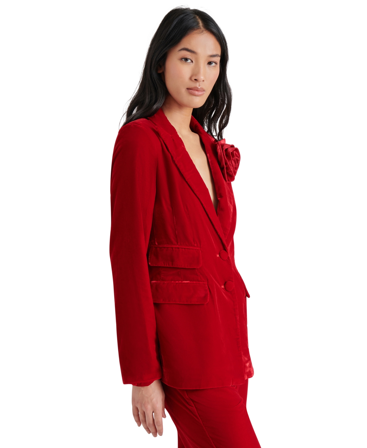 Steve Madden Women's Merene Velvet Rosette Blazer