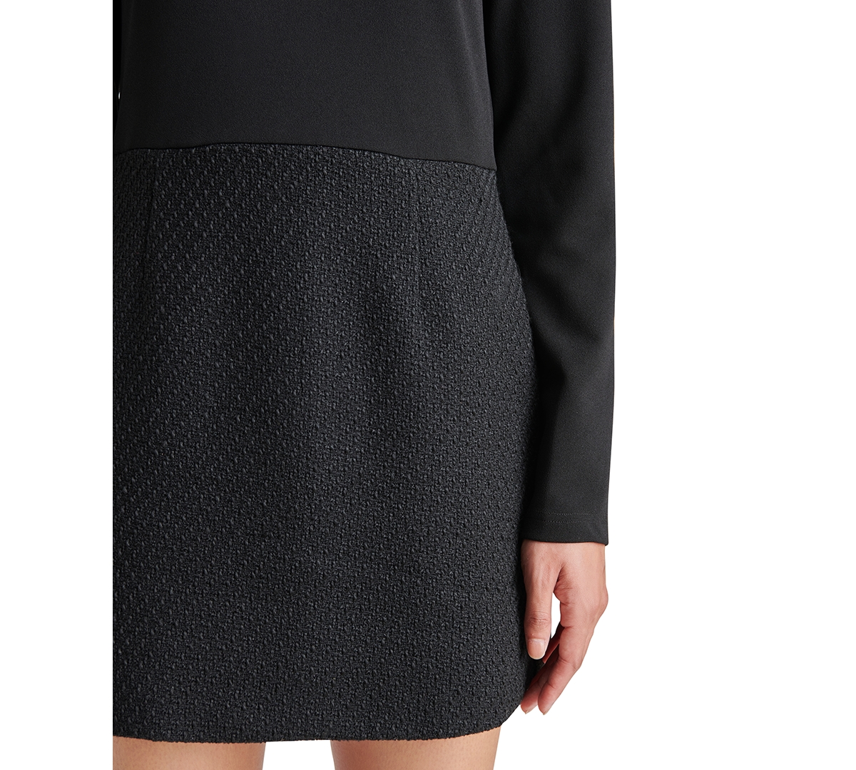 Steve Madden Women's Ty Mixed-media Long-sleeve Dress In Black