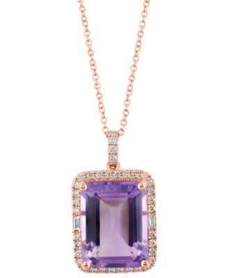 EFFY&reg; Blue Topaz (11-1/3 ct. t.w.) & Diamond (1/3 ct. t.w.) Emerald-Cut Halo 18" Pendant Necklace in 14k Gold (Also in Additional Gemstones)