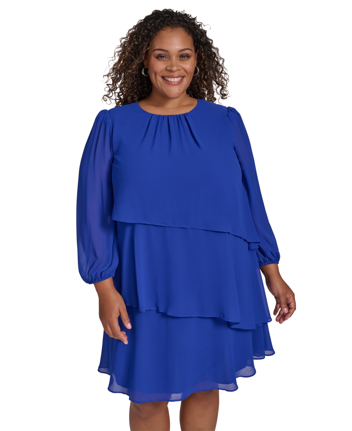 Jessica Howard Plus Size Tiered Chiffon Shift Dress