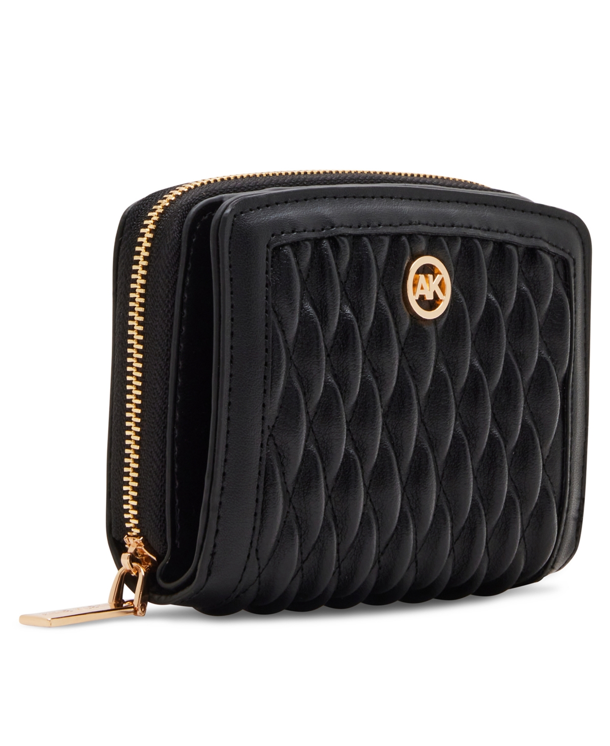 ANNE KLEIN ANNIE KLEIN RUCHED QUILTED ZIP AROUND WALLET 