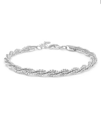 Silver, Gold Plated Brass Twisted Chain Bracelet