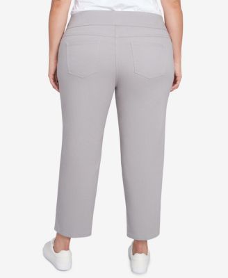 Plus Size Pull-On Extra Stretch Embroidered Hem Jeans