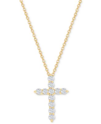 Macy's - Diamond Cross Pendant Necklace (1/2 ct. t.w.), 16" + 2" extender