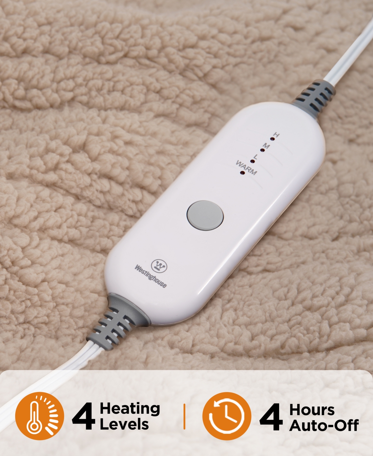 Westinghouse Heated Sherpa Throw, 50" X 60" In Camel