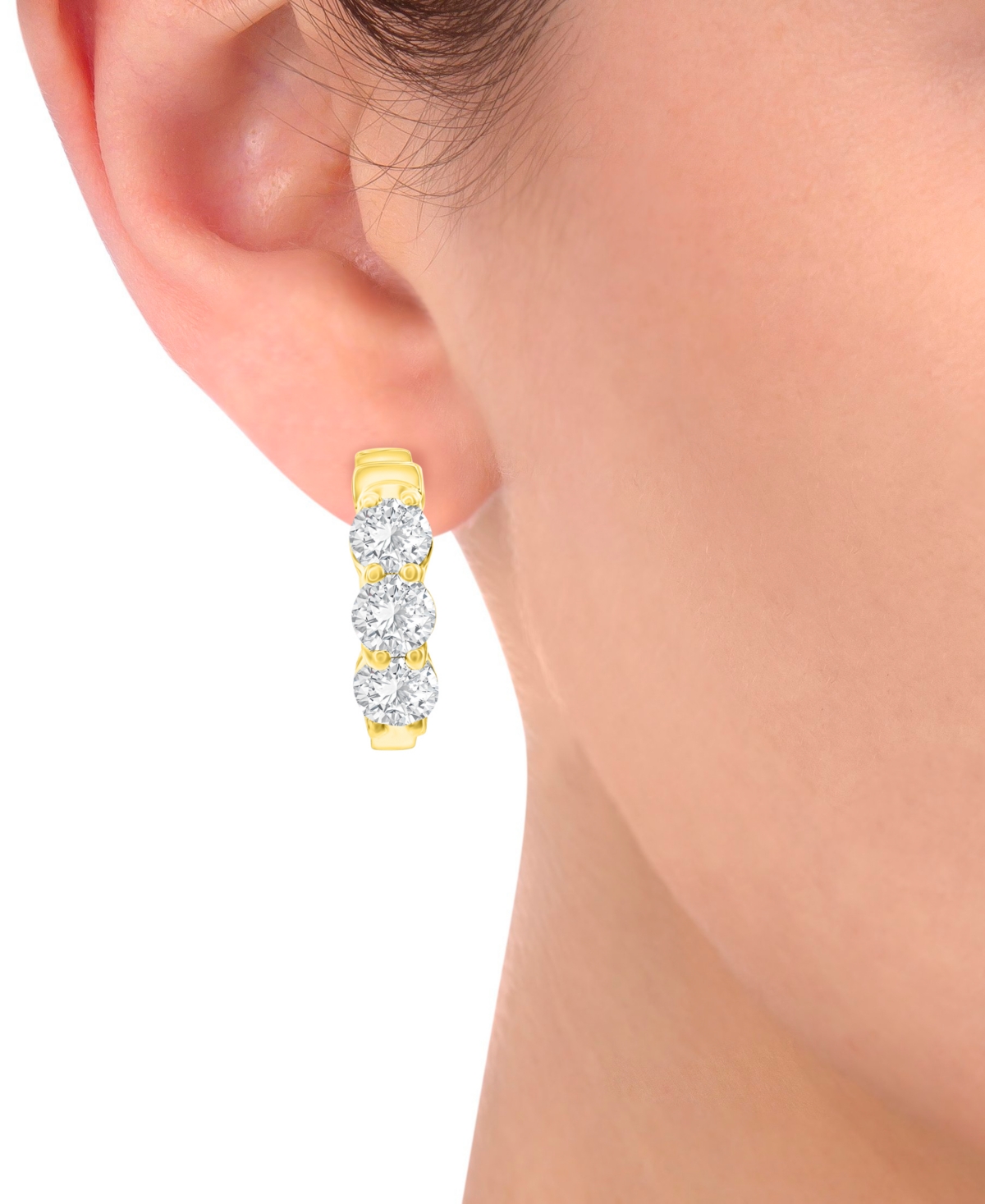 Macy's Diamond Hoop Earrings (1-1/2 Ct. T.w.) In 14k White Or Yellow Gold In Yellow Gold