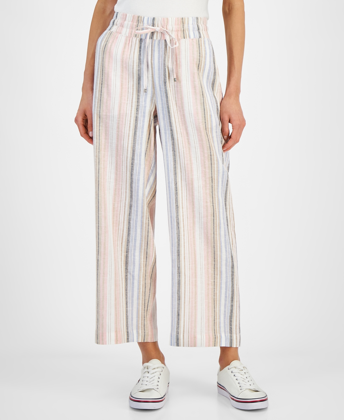 Tommy Hilfiger Women's High-Rise Striped Crop Pants