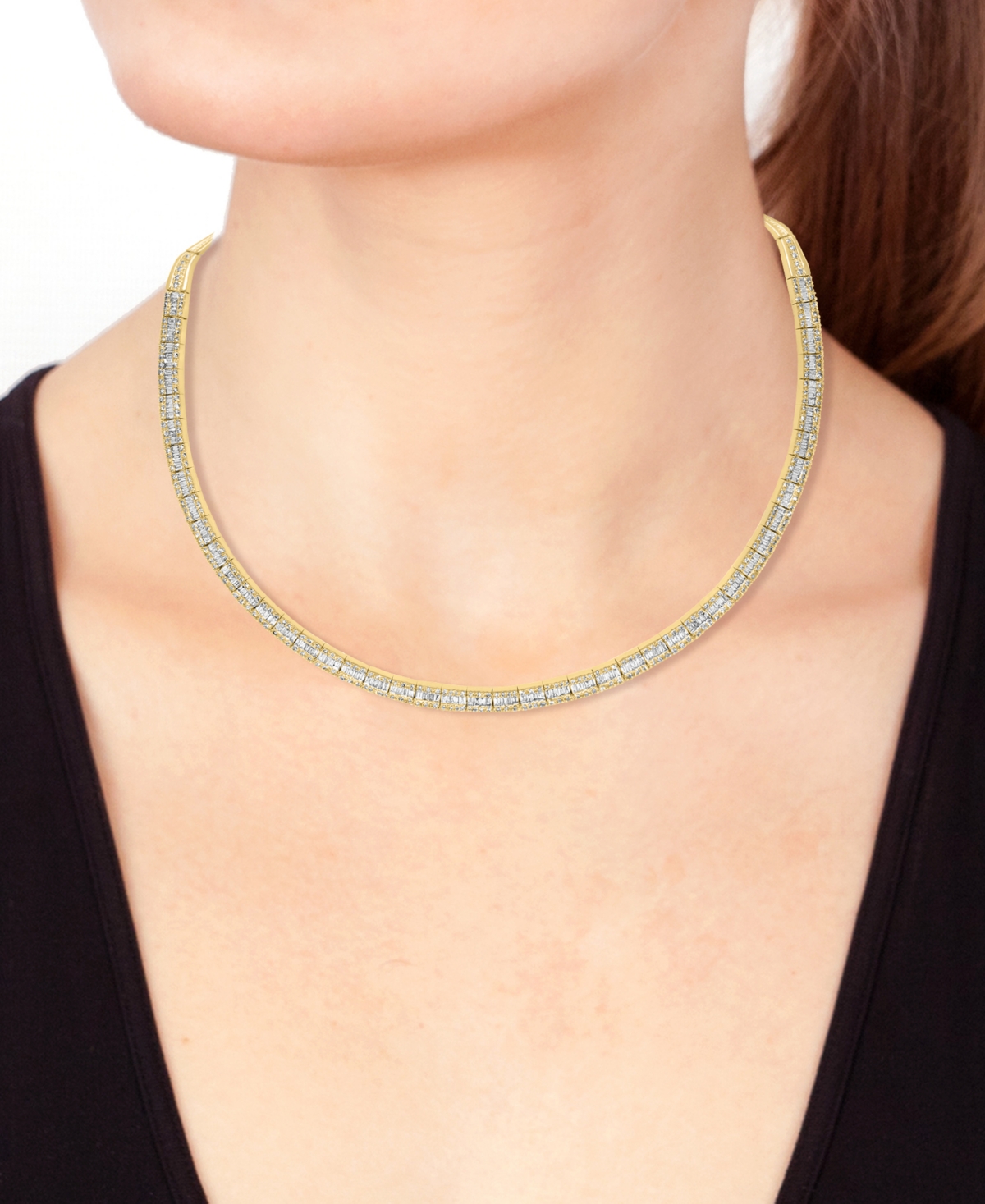 Effy Collection Effy Diamond Round & Baguette 17" Collar Necklace (4 Ct. T.w.) In 14k Gold (also Available In White In Gold