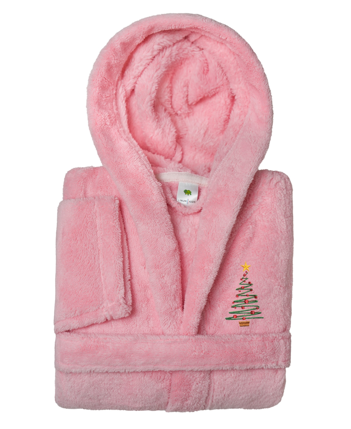 Linum Home Kids Crown Super Plush Double Brushed Hooded Bathrobe In Pink