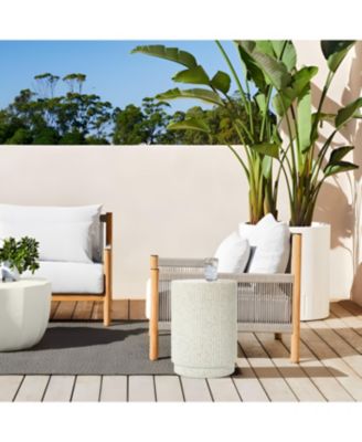Ivory White Cement Round Outdoor Side Table