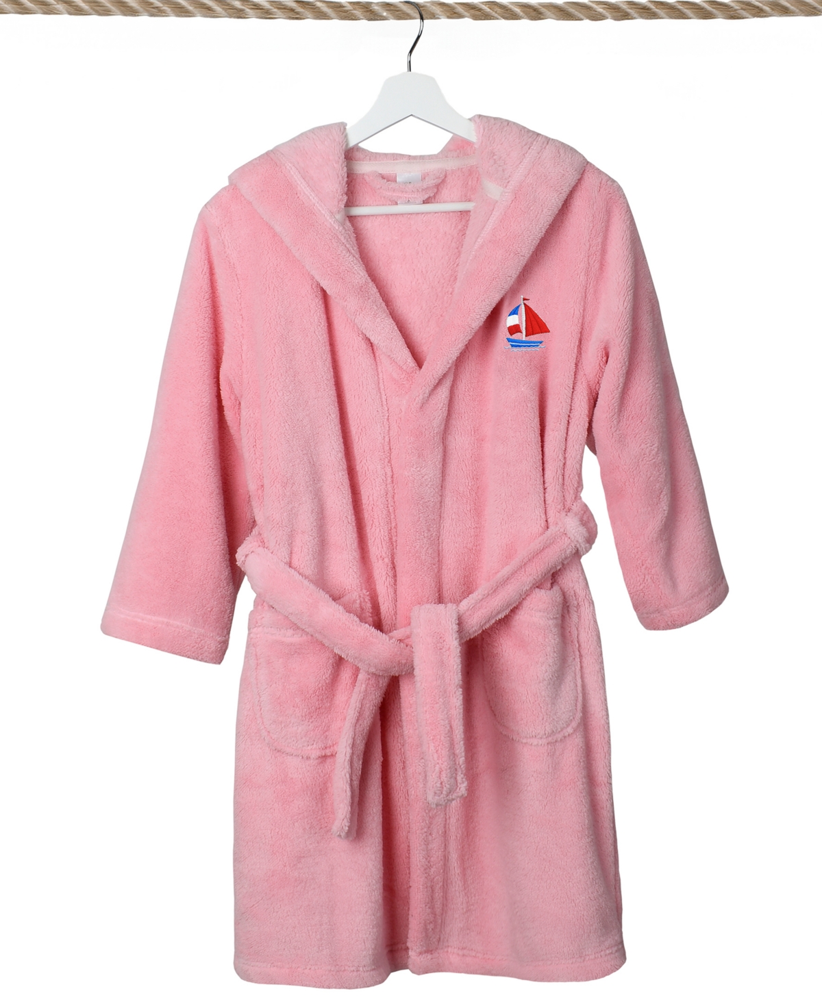 Linum Home Kids Crown Super Plush Double Brushed Hooded Bathrobe In Pink