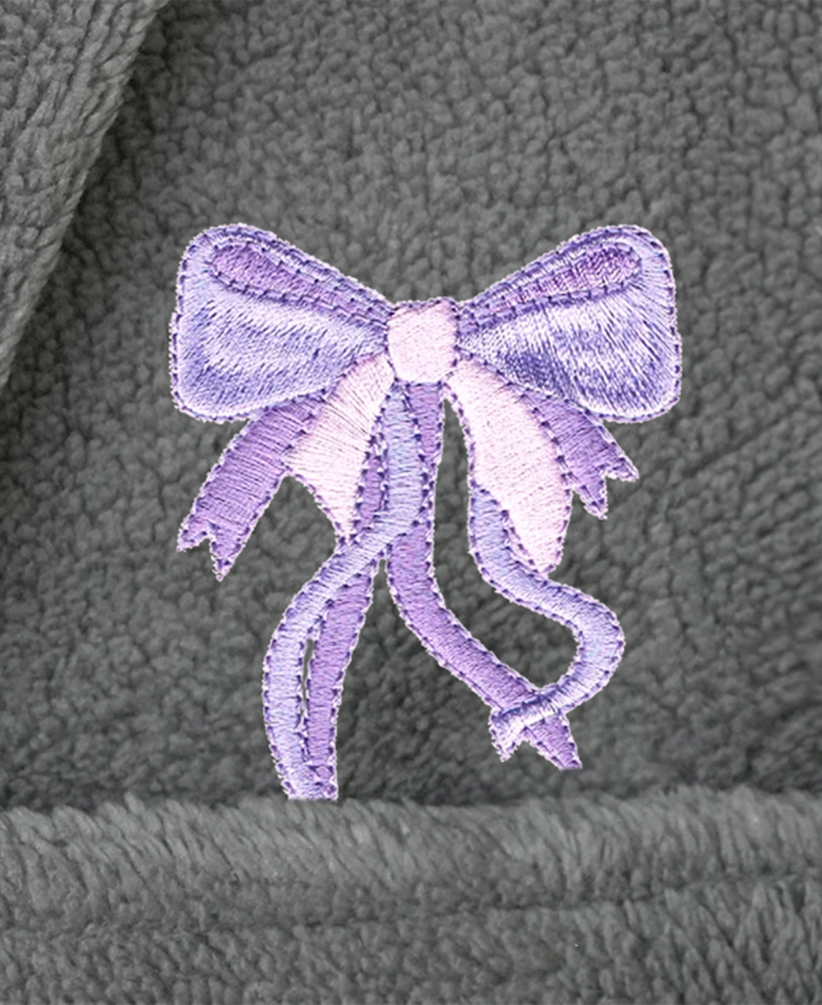 Linum Home Kids Bow Super Plush Double Brushed Hooded Bathrobe In Grey,purple