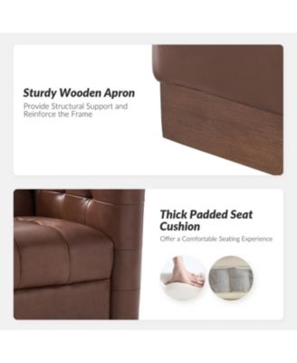 1 Count Gabriel Mid-Certury Modern Genuine Leather Swivel Club Chair