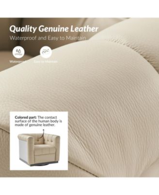 1 Count Gabriel Mid-Certury Modern Genuine Leather Swivel Club Chair