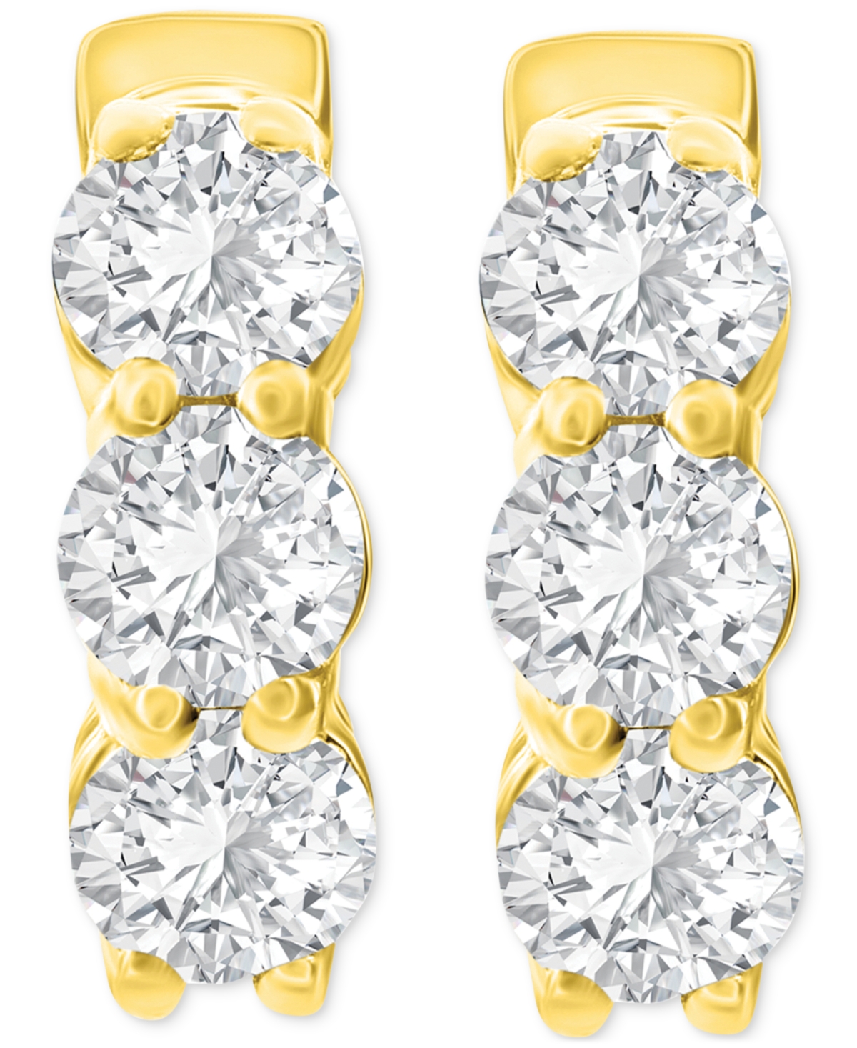 Macy's Diamond Huggie Hoop Earrings (1 Ct. T.w.) In 14k White Or Yellow Gold In Yellow Gold