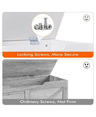 Storage Chest, Upholstered Storage Trunk with 2 Safety Hinges, Storage Bench, Flip-Top Toy Chest for Entryway, Bedroom, Living Room, White