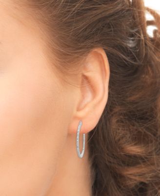 Diamond In & Out Hoop Earrings (1 ct. t.w.) in Sterling Silver or 14k Gold-Plated Sterling Silver