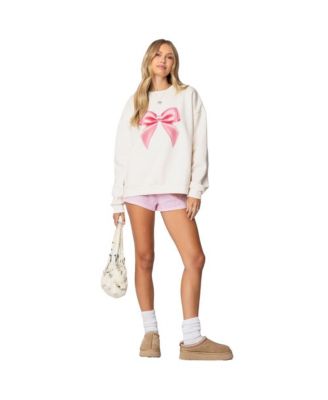Womens Bow Brat Printed Sweatshirt