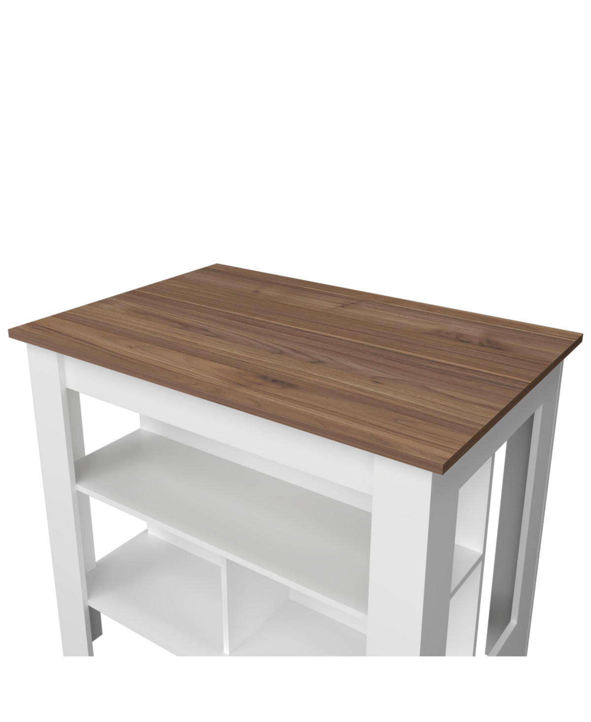 Fm Furniture Aztec Kitchen Island in melamine with open storage,white -white