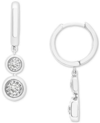 2-Pc. Set Diamond Circle Cluster Pendant Necklace & Matching Dangle Earrings (1/3 ct. t.w.) in Sterling Silver or 14k Gold-Plated Sterling Silver, Created for Macy's
