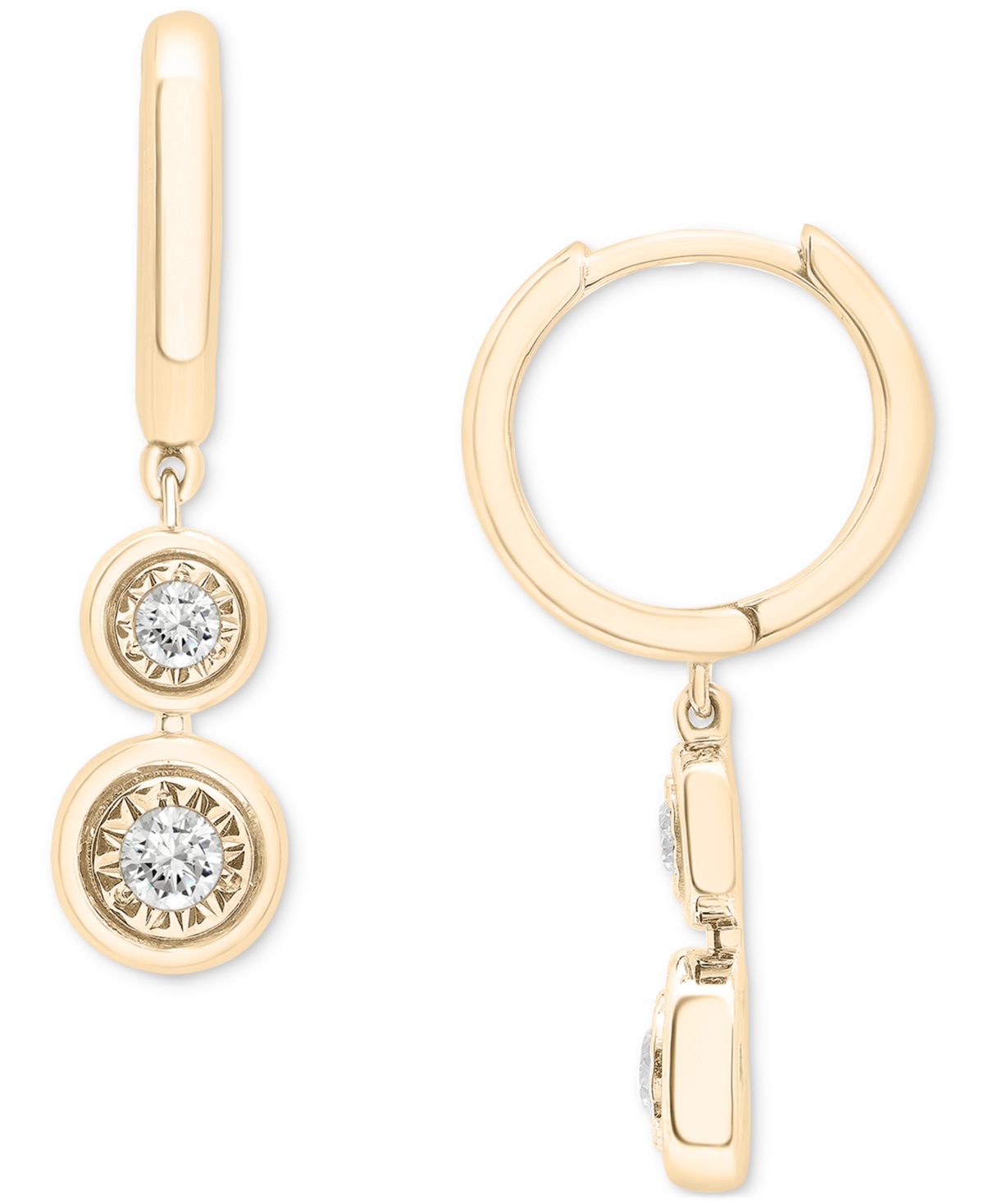2-Pc. Set Diamond Circle Cluster Pendant Necklace & Matching Dangle Earrings (1/3 ct. t.w.) in Sterling Silver or 14k Gold-Plated Sterling Silver, Cre