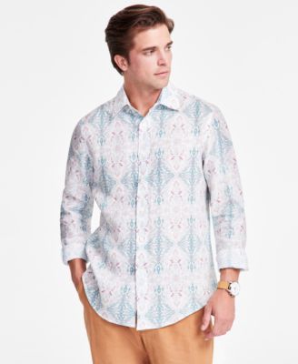Club Room - Men's Zurich Long Sleeve Button-Front Printed Linen Shirt