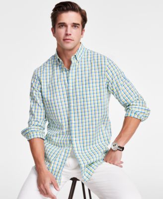 Club Room - Men's Long Sleeve Button-Down Tattersall Shirt