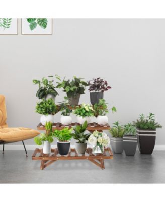 3pcs Plant Rack Stand Ladder Garden Corner Flower Pots Holder Wood Display Shelf