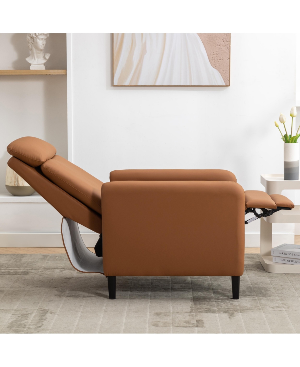 Slickblue Modern Artistic Adjustable Recliner Chair in Pu Leather Perfect for Living Room, Bedroom, and Home Theater