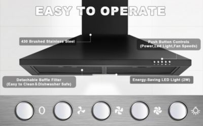 30-in 450-CFM Convertible Black Wall Mount Range Hoods