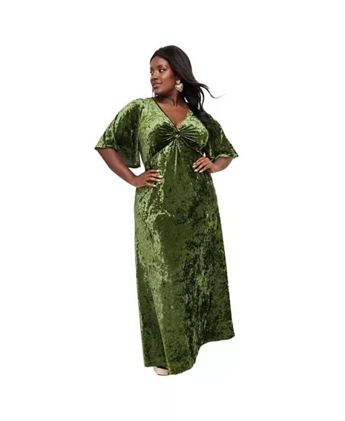 plus size cut out knit maxi dress