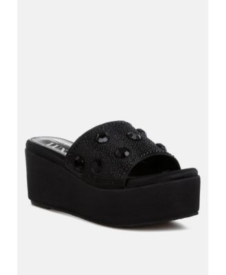 Womens Meta charts Diamante and Rhinestone Flatform Sandals