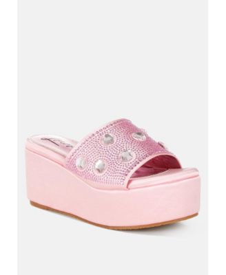 Womens Meta charts Diamante and Rhinestone Flatform Sandals